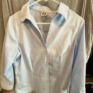 ANNE KLEIN Women’s light blue Button Up Dress shirt collar, Size S, Vintage, VTG
